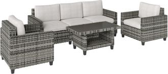 OUTSUNNY 5 Seater Wicker Outdoor Furniture Set for Balcony, Light Grey
