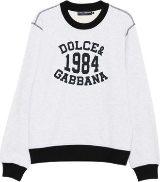 Dolce & Gabbana Felpa girocollo con ricamo - Grigio