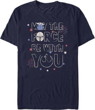 Star Wars Mens Star Wars The Mandalorian May The Force And Fireworks T Shirt in Navy Blue at Nordstrom, Size Xxx-Large