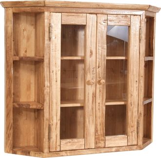Biscottini International Vitrina De Estilo Country De Colgar De Madera Maciza De Tilo Acabado Con Efecto Natural
