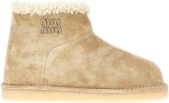 Miu Miu Suede leather ankle boots with logo Woman 36