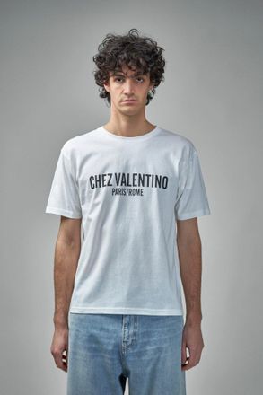 Valentino Cotton T-Shirt with Chez Valentino Print