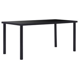 Berkfield Home Dining Table Black 160x80x75 cm Tempered Glass | Size: 160 x 80 x 75 cm
