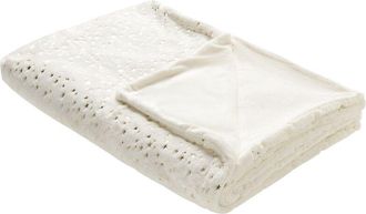 Beliani Manta Cubrecama De Poli&eacute;ster Con Estampado De Estrellas Doradas 130 X 180 Cm Blanco Crema Alazeya