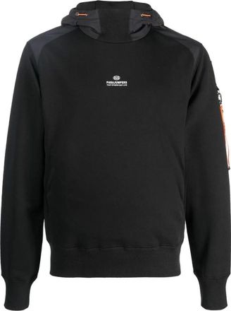 Parajumpers Zwarte Electra Hoodie met Trechterhals van Parajumpers - Heren - Hoodies - Zwart - L - Katoen - Hoodies & sweatvesten