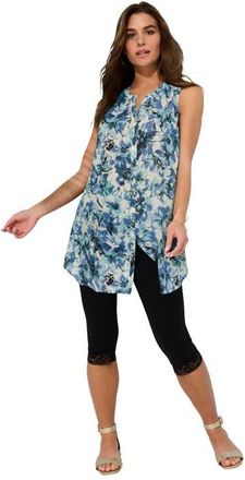 Roaman's Sleeveless Angelina Tunic in Blue Dreamy Floral at Nordstrom, Size 12
