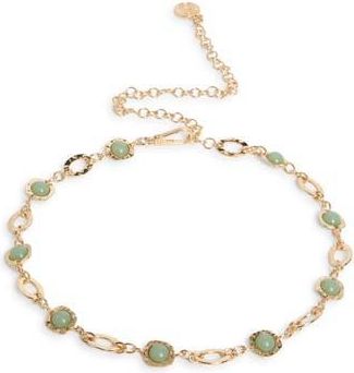 Steve Madden Hammered Stone Chain Belt in Gold/Green at Nordstrom Rack, Size Large/x-Large