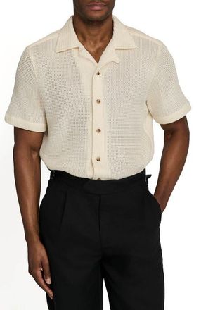 Brooklyn Brigade Bedford Crochet Camp Shirt in Beige at Nordstrom, Size Xx-Large