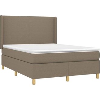 vidaXL Cama Box Spring Colch&oacute;n Y Luces Led Tela Gris Taupe 140x190 Cm Vidaxl