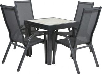 ED&Egrave;N JARD&Iacute; Conjunto mesa y sillas de exterior para 4 personas en color antracita