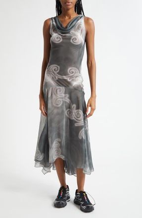 Paolina Russo Sleeveless Bias Cut Chiffon Maxi Dress in Grey at Nordstrom, Size Medium