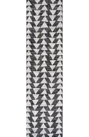 Jonathan Y Designs Andratx Modern Geometric Indoor/Outdoor Area Rug in Black/ivory at Nordstrom, Size 2Ft 0In X 8Ft 0In