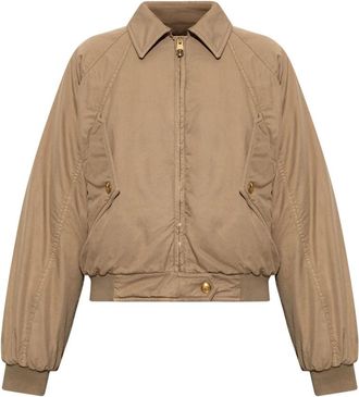 Versace Gedetailleerde jas met Medusa-hoofd - Dames - Bomber jackets - Bruin - S - Leer - Jassen
