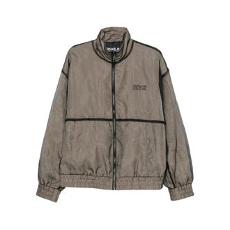 Versace Jeans Couture Light Jackets, male, Brown, Size: 2XL Moir&eacute; High-Neck Jacket