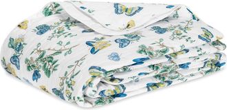 Matouk Baudin Butterfly 500 Thread Count Quilt in Prussian Blue at Nordstrom, Size King