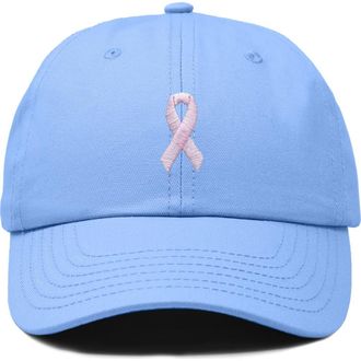 Dalix Pink Ribbon Dad Cap in Light Blue at Nordstrom