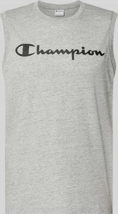 Champion Top mit Logo und Rundhalsausschnitt in Hellgrau Melange, Gr&ouml;&szlig;e XXL