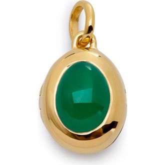 Monica Vinader Birthstone Locket Pendant in 18Ct Gold Vermeil /Green Onyx at Nordstrom