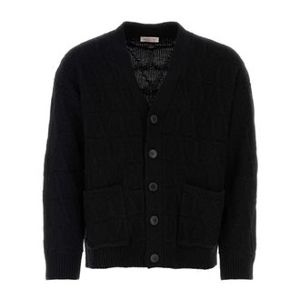 Valentino Garavani Cardigans, male, Black, Size: M Wool Cardigan
