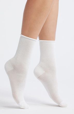 Casa Clara Love Rivi Cotton Blend Pointelle Crew Socks in White at Nordstrom