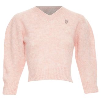 Simone Rocha crystal embellished V neck cropped sweater
