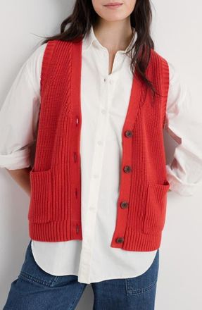 Seasalt Cornwall Swanpool Rib Sweater Vest in Knit Melange Tomato at Nordstrom, Size 4 Us