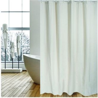 MSV Cortina De Ducha Natural Algod&oacute;n Y Poli&eacute;ster 180x200cm Calidad Premium Beige - Anillas Incluidas Msv