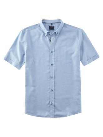 Olymp Mens Business Shirt Short Sleeve Casual 0.076 Casual 22 Safety, 04 Button-Down Collar, Bleu 11., XXL