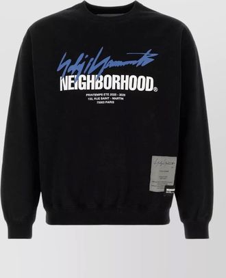 Yohji Yamamoto cotton neighborhood crew neck graphic sweatshirt