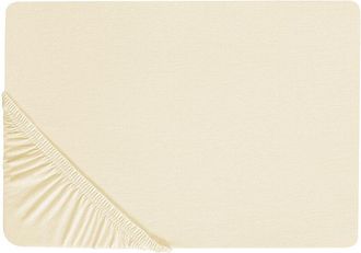 Beliani S&aacute;bana De Algod&oacute;n Beige 160 X 200 Cm Ajustable Bordes El&aacute;sticos S&oacute;lido Janbu