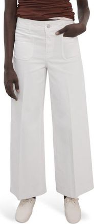 Mango Jessie Patch Pocket Wide Leg Jeans in White at Nordstrom, Size 16