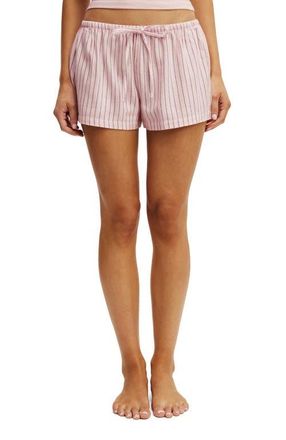 Cotton On Womens Cloud Soft Flannel Short in Gerry Stripe Pink Kiss Black at Nordstrom, Size Xx-Small