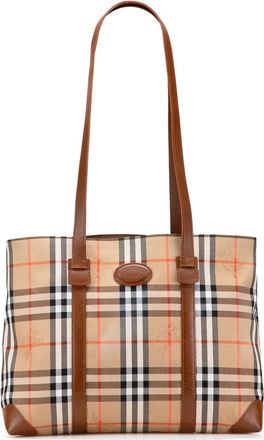 Burberry Borsa da viaggio in tela con motivo Haymarket Check XX secolo - Marrone