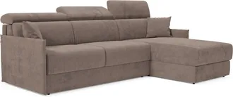 Divani.Store Miryam Sof&aacute; Cama Esquinero Con Reposacabezas Reclinables En Tejido Antimanchas T31 232 Cm Derecho Marron