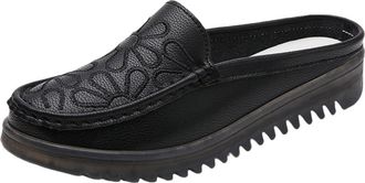 Generic Slip On Mules Shoes For Women - Casual Loafers Shoes For Women Breathable Lightweight Leather Slippers Comfort Wide Fit Walking Mule Sandals Indoor Ou