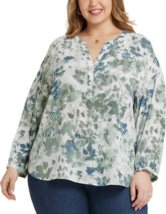 NYDJ Pheasant Top In Green/ White