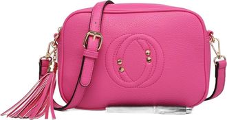 Generic Stylish Crossbody Camera Bag with Tassel, Pebbled Leather, Available in Yellow, Green, Blue (Fuxia)