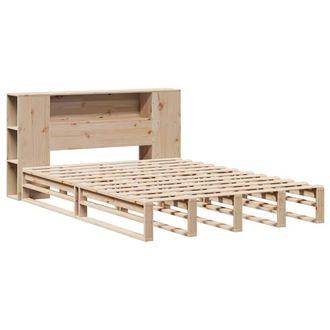 Berkfield Home Decorative Bookcase Bed without Mattress 135x190 cm Double Solid Wood in Light Brown