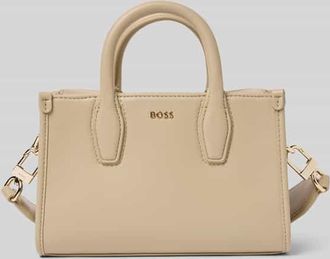 HUGO BOSS Mini Tote Bag mit Label-Applikation aus Metall Modell SANDY in Taupe, Größe 1