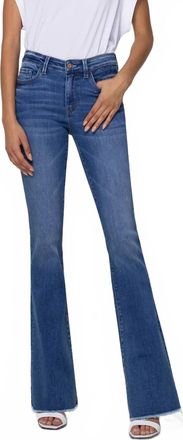 Flying Monkey Mid Rise Raw Hem Flare Jeans - Plus In Blue