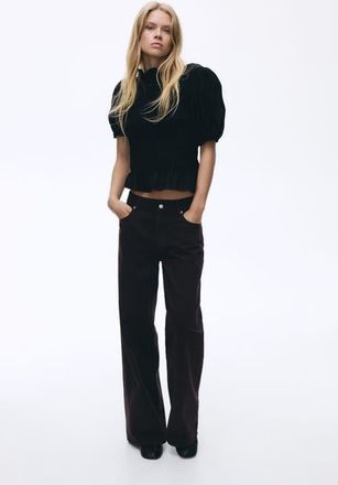 H&M Smocked blouse in Black at Nordstrom, Size Xx-Small