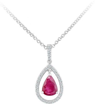 Jewelco London 18ct White Gold Diamond Pear 0.7ct Ruby Teardrop Necklace 16 - DP1AXL608W18RU