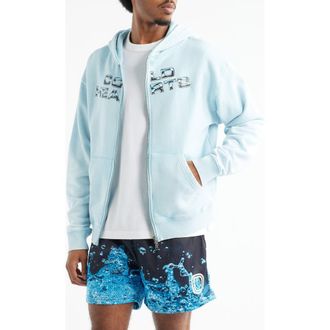 Overtime Cold Hearts Badge Zip Hoodie in Blue at Nordstrom, Size Xx-Large
