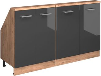 Vicco Set di mobili sottotetto Rion, Antracite lucido/oro power oak, Set di 2, Vicco