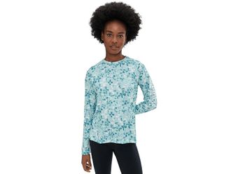 Columbia Super Tidal T-Shirts Long Sleeve Shirt Womens Long Sleeve Pullover Marine Light/Crosshatch : 2XL, Polyester
