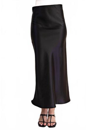 Glam Satin Midi Skirt In Black