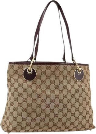 Gucci Pre-owned Tote Bags, female, Beige, Size: ONE SIZE Pre-owned Vintage GG Canvas Tote Bag