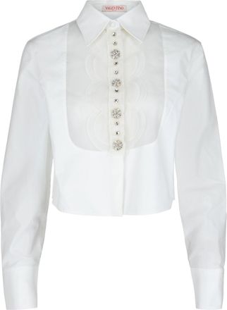 Valentino Crystal Embellished Tuxedo Bib Top
