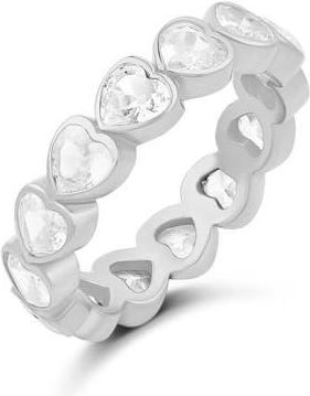 SHYMI Heart Cubic Zirconia Eternity Band in Silver at Nordstrom, Size 8