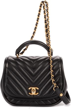 Chanel Reverse Top Handle Chevron Flap Bag schoudertas
